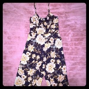 Black with yellow flower jump suit